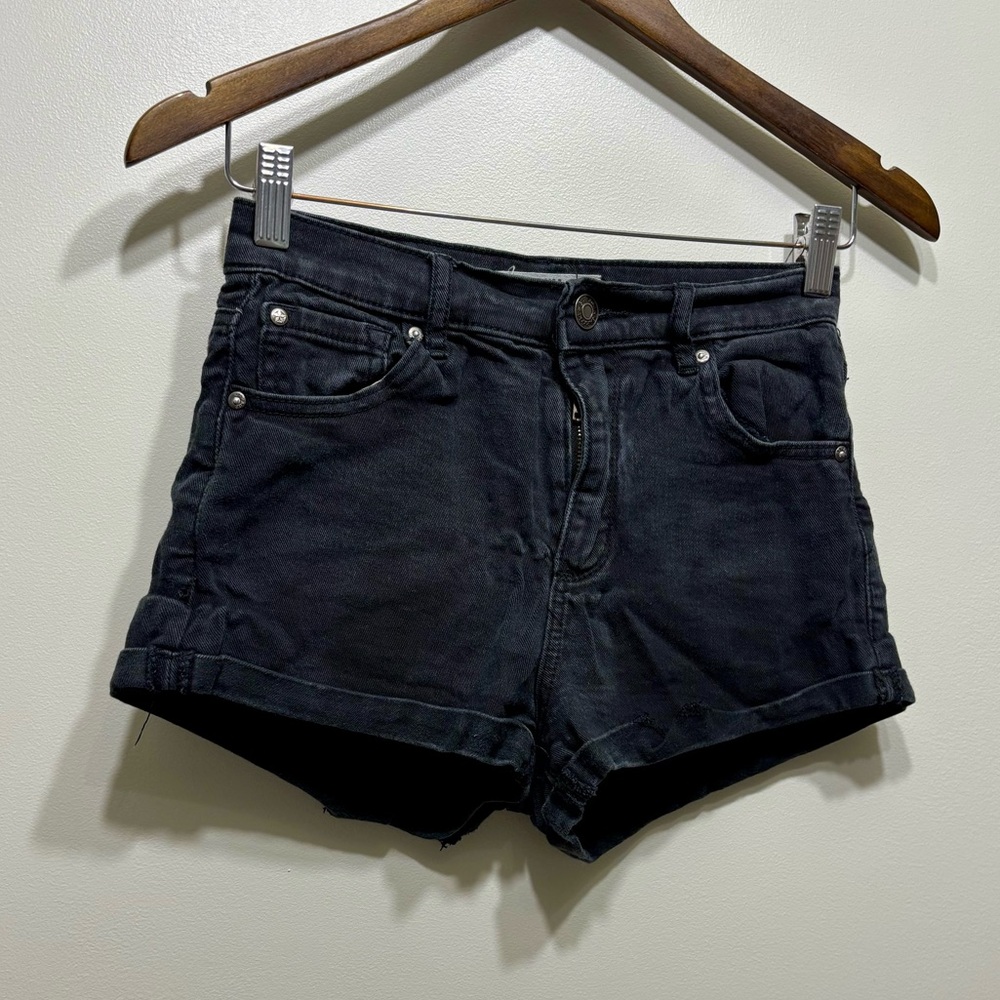 ✨$8 CLEAR-OUT✨ Garage High Waist Mini Stretchy Denim Jean Short Shorts Black